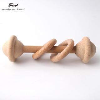 1pcs Baby Teething Wooden Ring Play Gym Baby Teether Chew Stroller Toy Pram Shower Gifts Baby Rattles