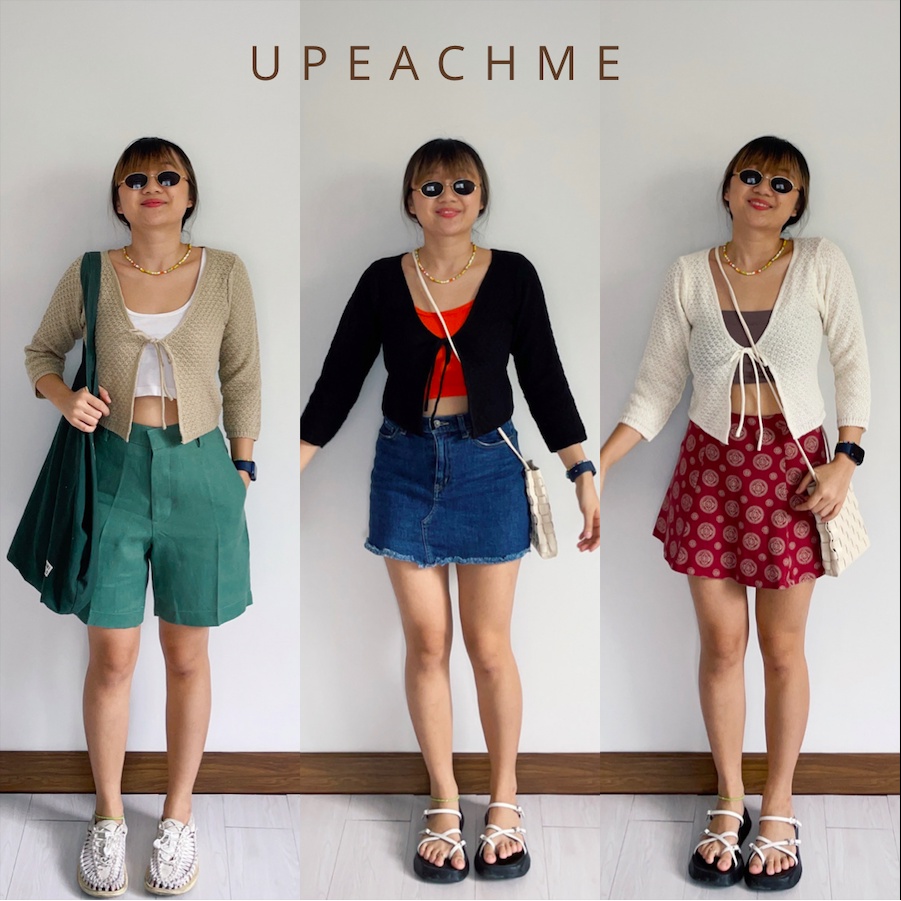 *มีส่งด่วน* upeachme(D6) DAILY CARDI เสื้อคาร์ดิแกนไหมพรมผูกโบว์ เสื้อknit เสื้อแขนยาวไหมพรม