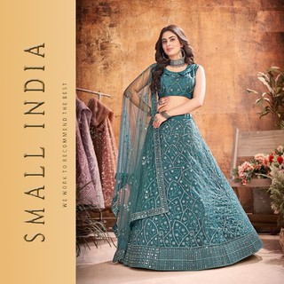 {**ส่งฟรี**} SMALL INDIA 💖✨ Soft Net Embroidered Party Wear 💖✨ Lehenga Choli