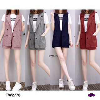 J2778 Set 2 ชิ้น เสื้อสูท Blazer + กางเกงขาสั้น