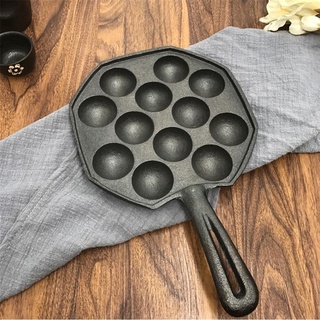 ♤□✑12 Cavities Takoyaki Maker Grill Pan Molds Cast Iron Octopus Ball Plate Non-stick Baking Forms Mold Tray Kitchen Cook