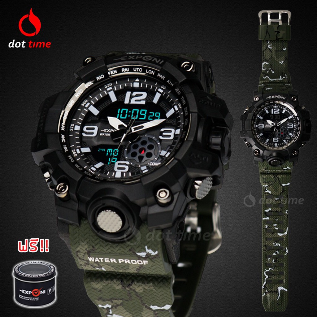 นาฬิกาข้อมือชาย EXPONI 'EP02AGR' Shock&amp;Water-Resistance Sport Watch