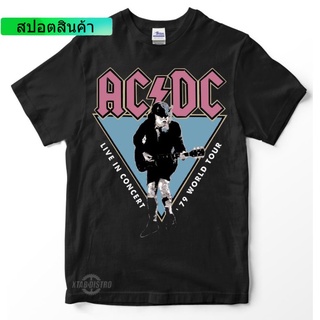 เสื้อยืด acdc LIVE IN CONCERT 79 WORLD ทัวร์ พรีเมี่ยม เสื้อยืด acdc ทัวร์วงดนตรี วินเทจ ร็อคแอนด์โรล เมทัลลิก้า led zep