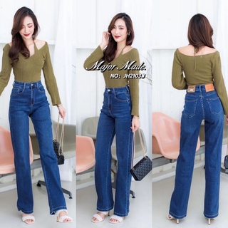 JH2103#มีS-L#ยีนส์ยืดขากระบอก#jeans house