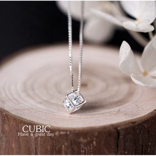 s925 Cubic necklace สร้อยคอเงินแท้ รูปทรงเรขาคณิต ใส่สบาย เป็นมิตรกับผิว