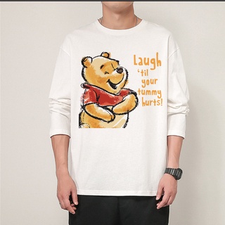 เสื้อยืดแขนยาว พิมพ์ลาย Winnie The Pooh สุดเท่ เหมาะกับฤดูใบไม้ร่วง สําหรับผู้ชาย และผู้หญิง