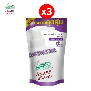 (ซื้อ 3 แถม 3) Snake Brand เจลอาบน้ำตรางู สูตรเย็น รีแล็กซิ่ง 450 มล. x3 ฟรี ถุงเติม 400 มล.3 ถุง (Relaxing Shower Gel)