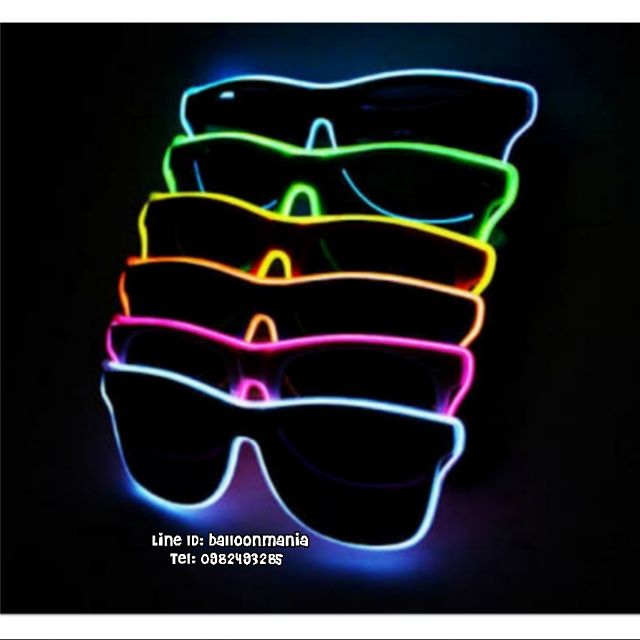 แว่นตาไฟ LED เลนส์ใส (แบบมีรางถ่าน) แว่นมีไฟพร้อพปาร์ตี้นีออนเรืองแสง  After Party