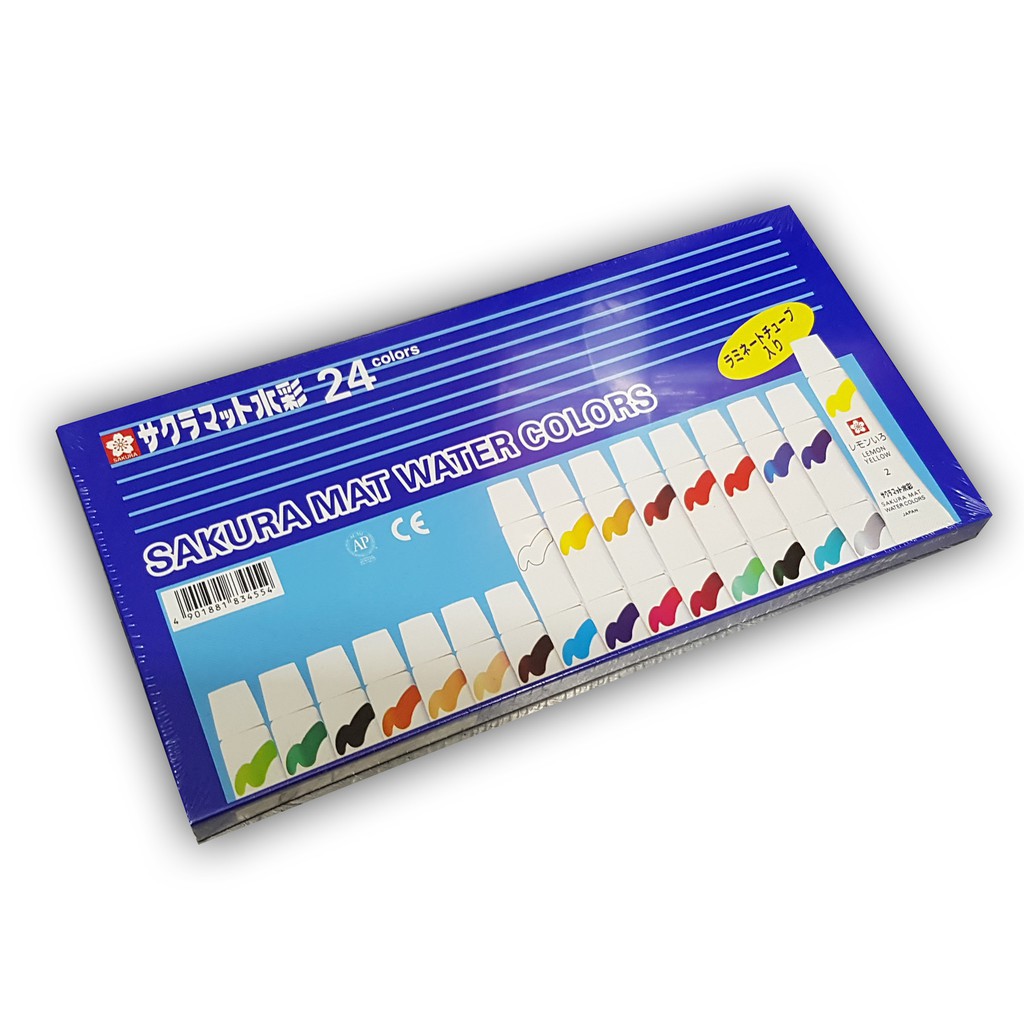 สีน้ำซากุระ 12,15,18,24 สี หลอดลามิเนต Sakura Mat Water Colors 5ml