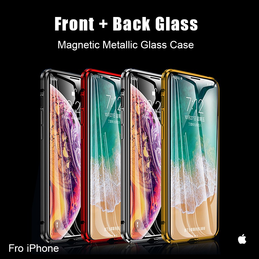 iPhone X Xs Max XR 8 7 6 6s Plus Phone Case, Double Sided Glass Cover ...