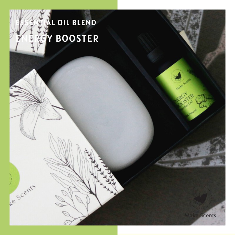 (Make Scents)Energy Booster with Ceramic Set น้ำมันหอมระเหย กลิ่นหอมสดชื่น ธรรมชาติ พร้อมเซ็ตเซรามิค
