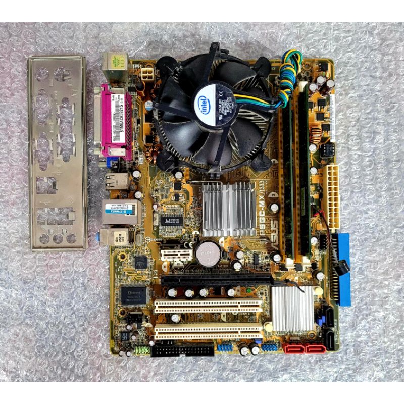 ซีพียู intel E2180 มีพัดลมเมนบอร์ด asus p5gc-mx/1333 มีฝาหลัง
แรม kingston 2gb