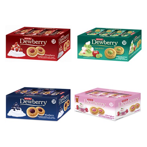 [ขายดี] DEWBERRY ดิวเบอรี่ คุกกี้แซนวิชสอดไส้ครีม 27ก. x 12 ซอง (เลือกรสได้)-กลิ่นโยเกิร์ตและแยมลิ้นจี่