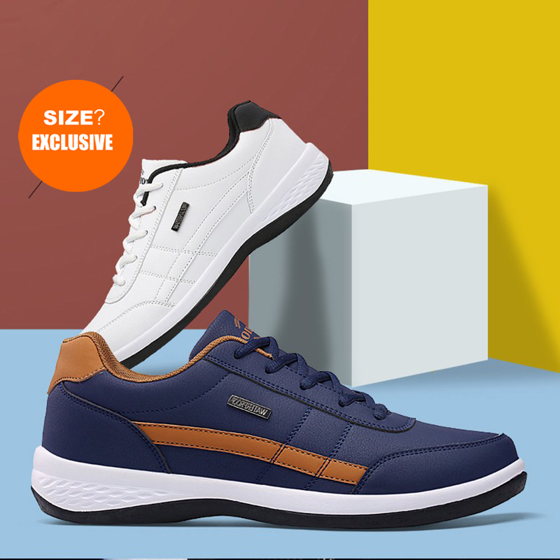 (size 39-47) ฤดูหนาวผู้ชายหนังสบาย ๆ กีฬารองเท้าวิ่งผู้ชายแฟชั่นรองเท้าผ้าใบสบาย