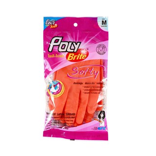 ถุงมือยาง M สีส้ม โพลี-ไบรท์ 935-21D Poly-Bright Latex Gloves, Orange 935-21D