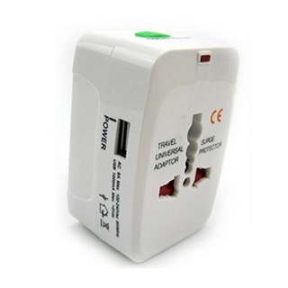 หัวแปลงปลั๊กต่างประเทศ Universal Travel Adaptor with 1000mA USB