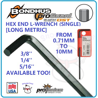 LONG HEX ALLEN KEY BONDHUS ยี่ห้อ HEX END L WRENCH SINGLE PROGUARD FINISH LONG METRIC 0.71MM 10MM หร
