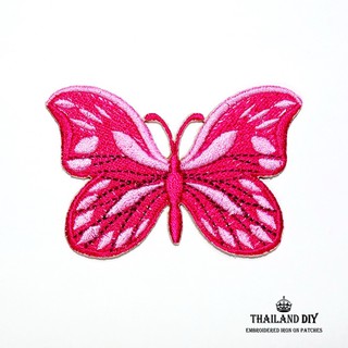 ตัวรีดผีเสื้อ ผีเสื้อ ชมพู สีบานเย็น 7x4.5 cm Pink Butterfly Patch งานปัก DIY ตัวรีด อาร์ม ติดเสื้อ กระเป๋า สวย น่ารัก