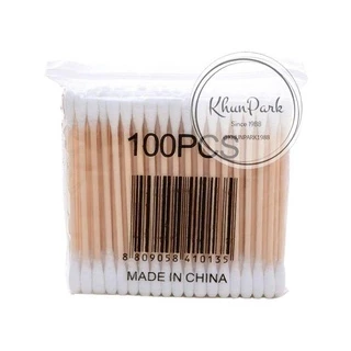 🚀พร้อมส่ง Cotton Buds คอตตอนบัด สำลีปั่นหู ด้ามไม้ อย่างดีไม่รุ่ยง่าย 1แพ็คมี100ชิ้น😊🦋🎉 kp99