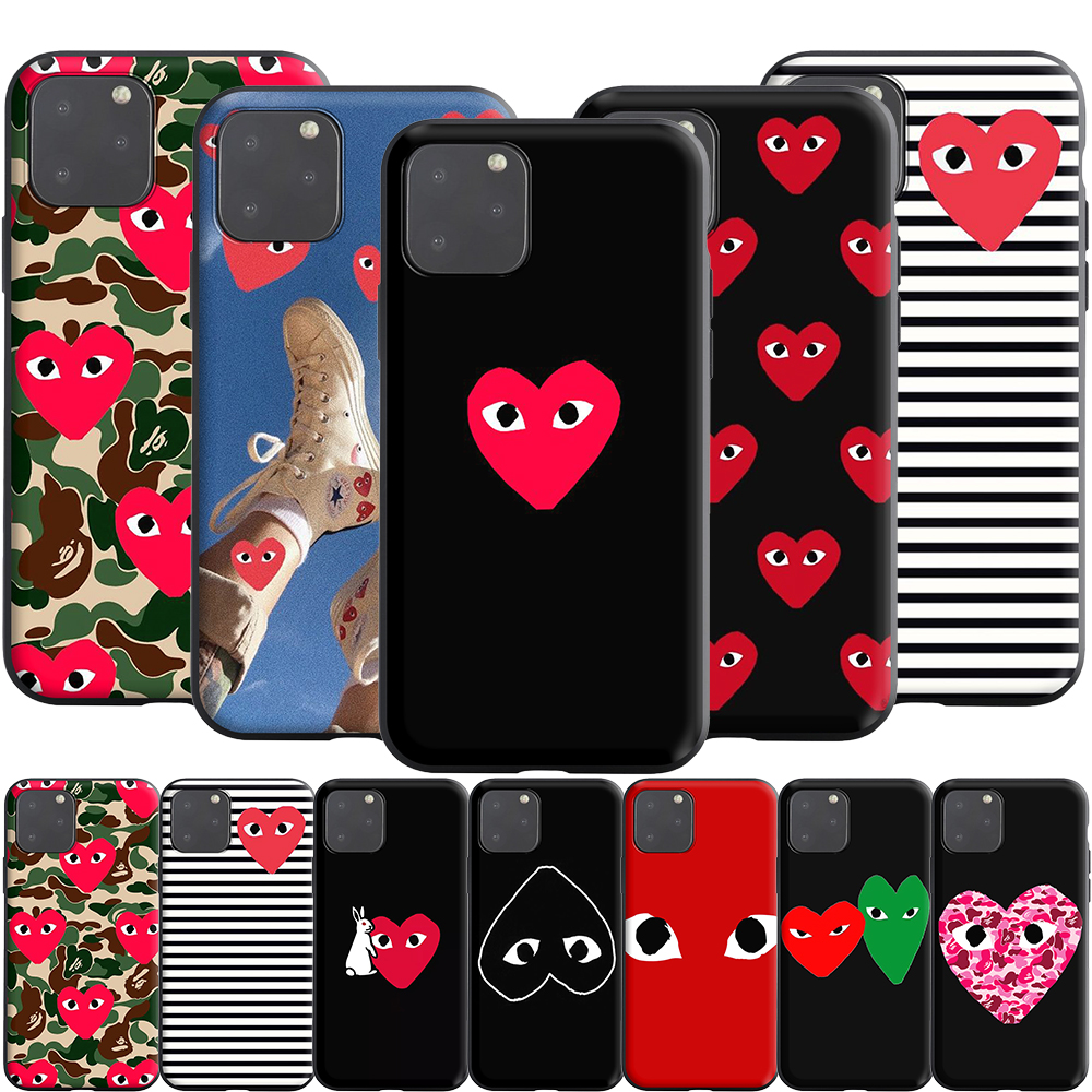 CDG Play Love เคสซิลิโคนสําหรับ iPhone 12/12 mini/12 Pro/12 Pro Max/6 6s Plus ปลอกปกอ่อน