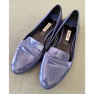 miu miu baby blue patent shoes with diamond