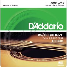สายกีต้าร์โปร่ง D'Addario EZ890 เบอร์ 9 85/15 บรอนซ์สว่าง หมายเลข 009-.045