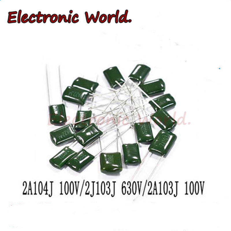 ตัวเก็บประจุฟิล์มโพลีเอสเตอร์ 100V 1nF 1.5nF 2.2nF 100nF 2A471J 2A102J 2A152J 2A222J 2A392J 2A332J 2