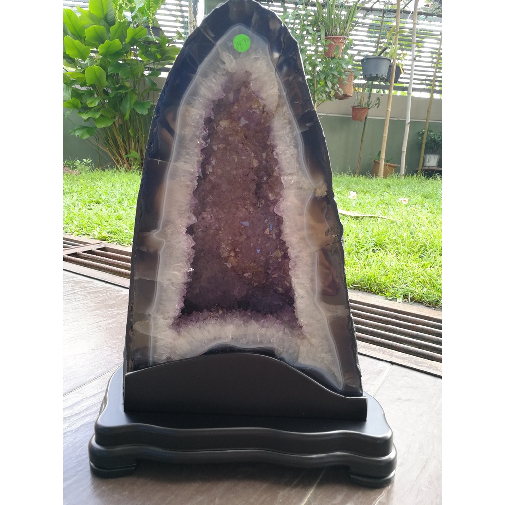 🍀 CC028 - Amethyst Cave with calcite (GoldType) (รวมฐาน) Crystal Crystal Crystal nz解 (金型) (包底)