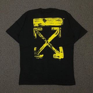 Off WHITE DIAGONAL ARROW เสื้อยืดพรีเมี่ยม สีเหลือง