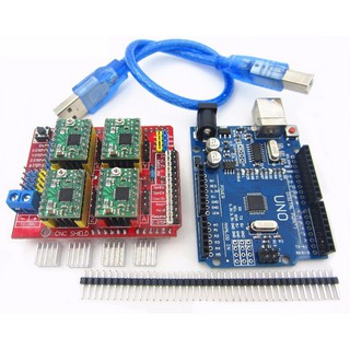 Cnc Shield V 3 เครื่องพิมพ์ D + บอร์ดขยาย A 4988 4 ชิ้นสําหรับ Arduino Uno R พร้อมสายเคเบิ้ล Usb（ขายล่วงหน้า）