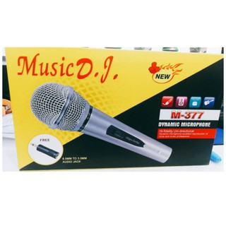 ไมค์โครโฟน Music DJ M-377 แถมหัวแปลงแจ็ค 6.5mm เป็น 3.5mm