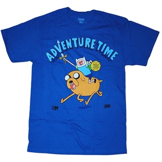 [2022]ผ้าฝ้ายคอกลม100%cotton เสื้อยืดคอวีผู้ชาย Adventure Time Finn &amp; Jake Onward Charge! Mens T-Shirt, X-Large Blue me