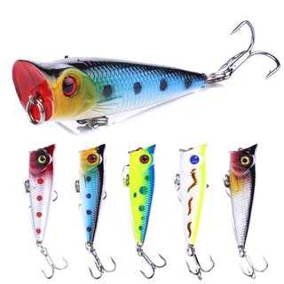 HENGJIA 5PCS 5cm/4.9g Hard Popper Baits Swimbait Minnow Fishing Lures Topwater Bait