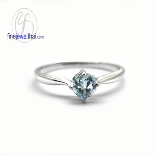 Finejewelthai แหวนอะความารีน-แหวนเงิน-แหวนพลอยแท้-แหวนประจำเดือนเกิด-Aquamarine-Birthstone-Silver-Ring - R1107aq-ht