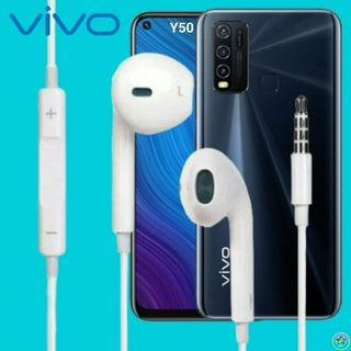 หูฟัง สมอลทอล์ค VIVO Aux 3.5 วีโว่ Y50 สวมใส่สบาย เบสนุ่ม เสียงดี รีโมทเล่น-หยุดเพลง-เพิ่ม-ลดระดับเสียง