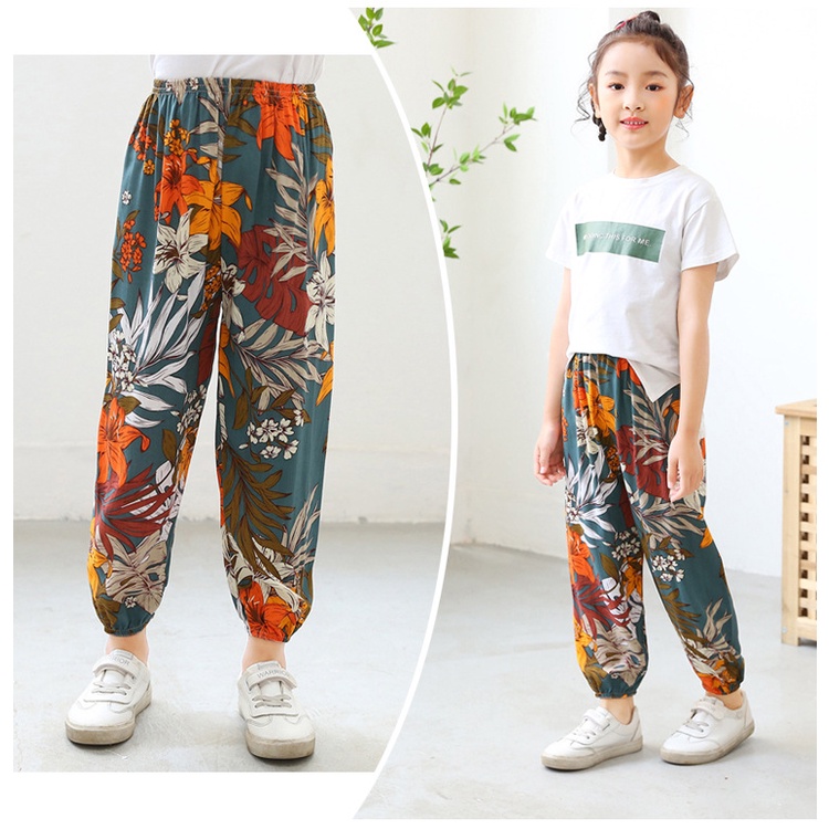 พร้อมส่ง กางเกงผ้าฝ้าย ผ้าไหม พิมพ์ลายการ์ตูน ระบายอากาศ กันยุง ชายหาด สําหรับเด็กผู้ชาย และเด็กผู้หญิง 80-150 ซม. 2 ชิ้น - รูปที่ 5