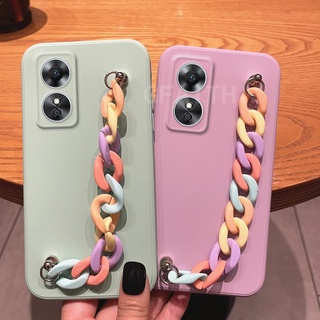 เคส OPPOA78 / OPPO A78 NFC / A98 A58 4G 5G ใหม่ แฟชั่น TPU ซิลิโคน นุ่ม ผิวสัมผัส พร้อมสายรุ้ง สร้อยข้อมือ เคสโทรศัพท์มือถือ OppoA78NFC OppoA98