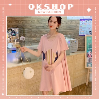 QKshop เดรสลายปลาน้อยหวานแหวว🐳 งานสกรีนน่ารัก รุ่นขายดี มี 2 สี💕 คุณแม่มือใหม่ 🌈ต้องมีติดตู้แล้วน้าา