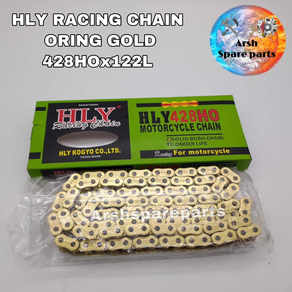 HLY RACING CHAIN 428HOx122L ORING GOLD RACING CHAIN HD 122L HEAVY DUTY RANTAI (RKM AJI RACING QUALIT