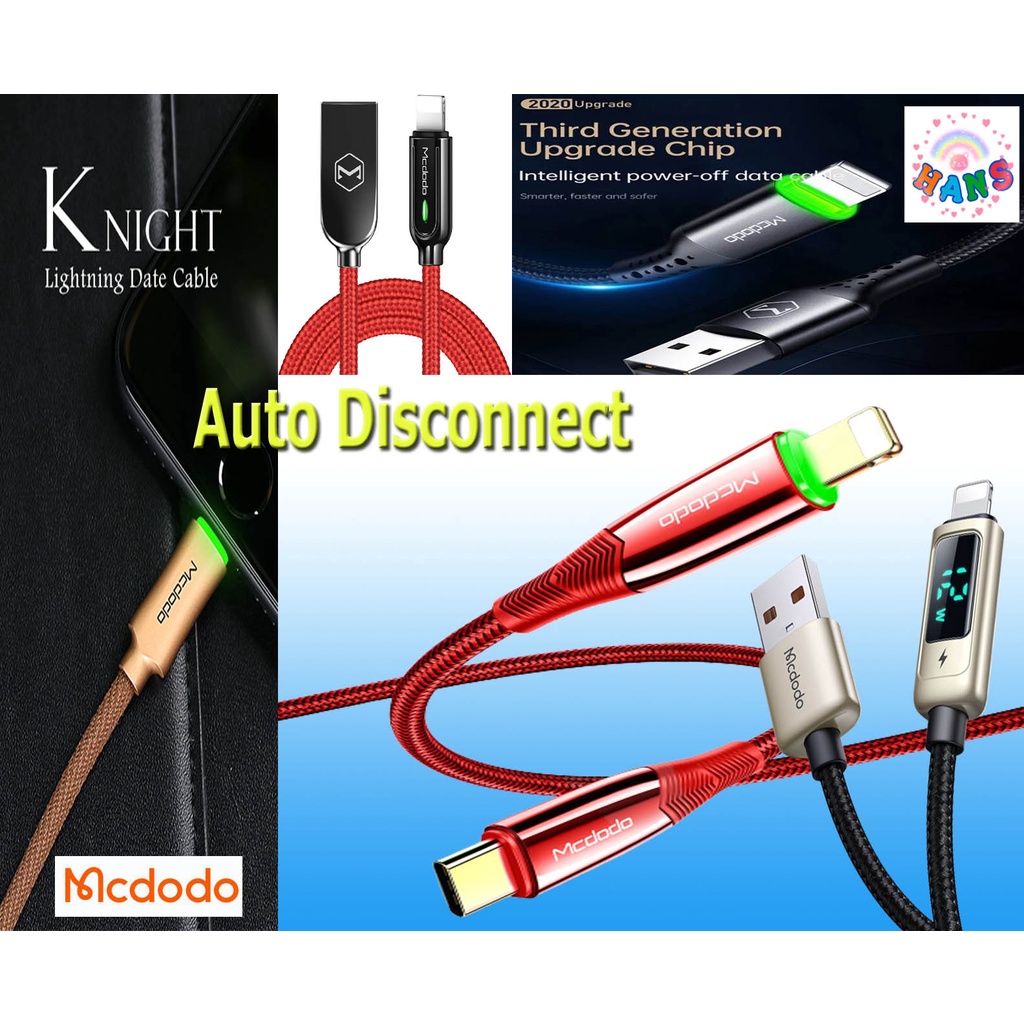 Mcdodo สายชาร์จIp. คุณภาพพรีเมี่ยม usb cable และPD usb C cable รุ่น5-14 Pro max สายถักพร้อมไฟLedแสดงสถานะการชาร์จ