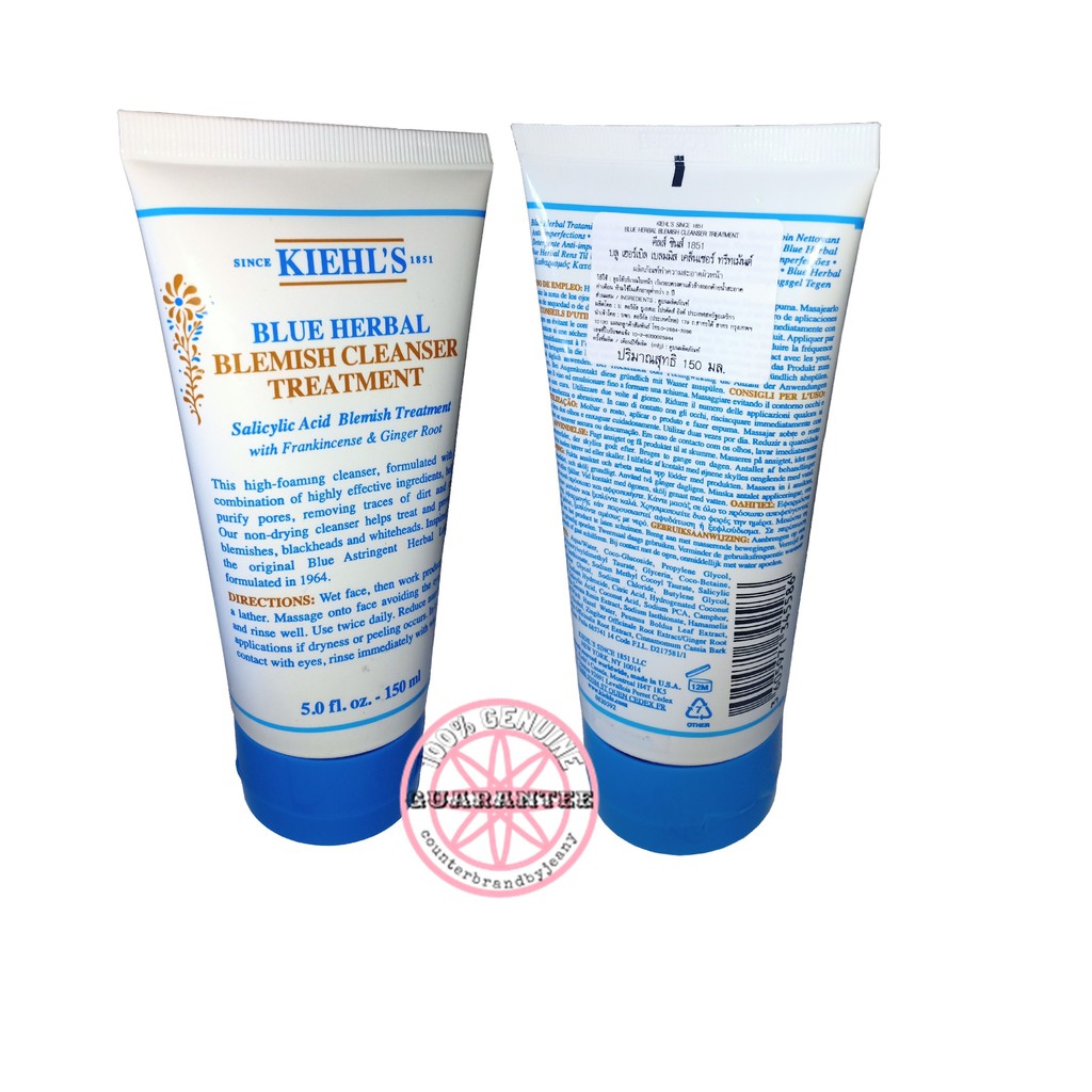 KIEHL'S Blue Herbal Blemish Cleanser Treatment 150mL แท้ป้ายไทย ล๊อต07/24 โฟมล้างหน้า ผิวเป็นสิว