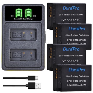 DuraPro 4 x 1180mAh LP E17 LP-E17 Camera Battery + LED USB Dual Charger for canon EOS Rebel T6i 750D T6s 760D M3 8000D K