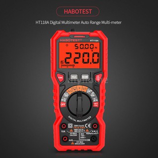 HABOTEST HT118A มัลติมิเตอร์แบบดิจิตอล สำหรับวัดแรงดันไฟฟ้า AC / DC กระแสไฟ TRue RMS ความต้านทาน