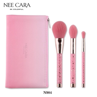 NEE CARA นีคาร่า แปรงแต่งหน้า เซ็ท 3 ชิ้น พร้อมกระเป๋าเก็บ ชุดแปลงแต่งหน้า N904 3PCS STAR BRUSH SET