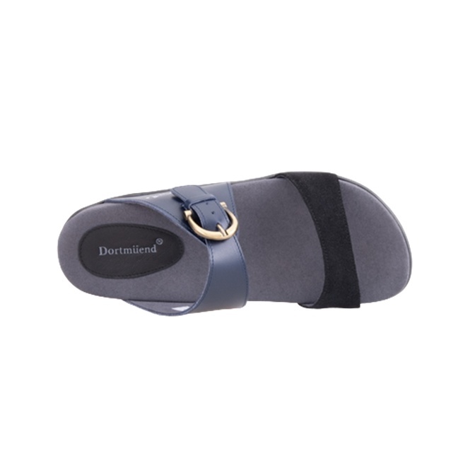 Dortmuend F-Series JF130 015-007 Navy Blue-Black "Flats & Comfort" รองเท้าส้นเตี้ยเพื่อสุขภาพ