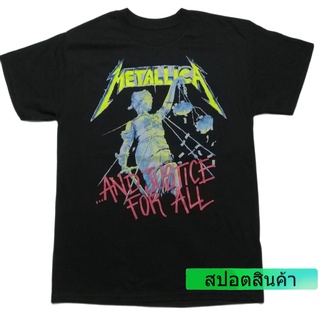 ROUND คอลูกเรือแฟชั่น [COD] เสื้อวง METALLICA and justice for all ลิขสิทธิ์แท้  ปี2005 oversize-4XL