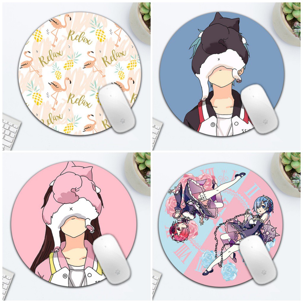 แผ่นรองเม้าส์ mouse pad กลม ลายน่ารัก ประดับโต๊ะ mousepad ขนาด 20 เซน หนา 3มิล [เลือกลายในเมนู]