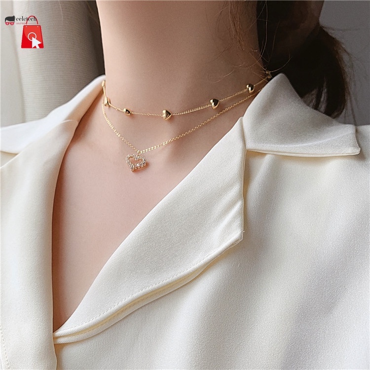 เกาหลี 14K Gold Plated Multi-layer Tala By Kyla สร้อยคอสําหรับผู้หญิง CRT TCH