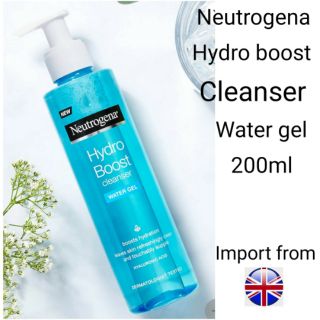 Neutrogena Hydro Boost Cleanser Water gel 200 ml นูโทรจีนา ไฮโดร บูสท์ คลีนเซอร์​ วอเตอร์ เจล