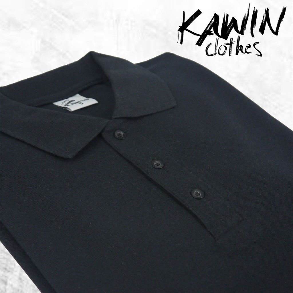 KAWIN เสื้อโปโล ผู้ชาย/ผู้หญิง Black สีดำ ผ้าเนื้อนุ่มใส่สบายมาก